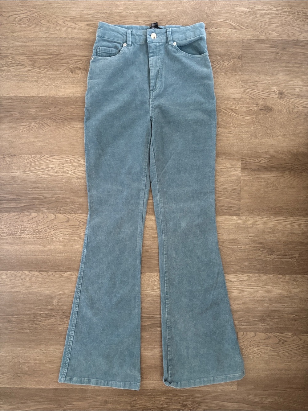 Forever 21 Light Teal Corduroy Flare Jeans